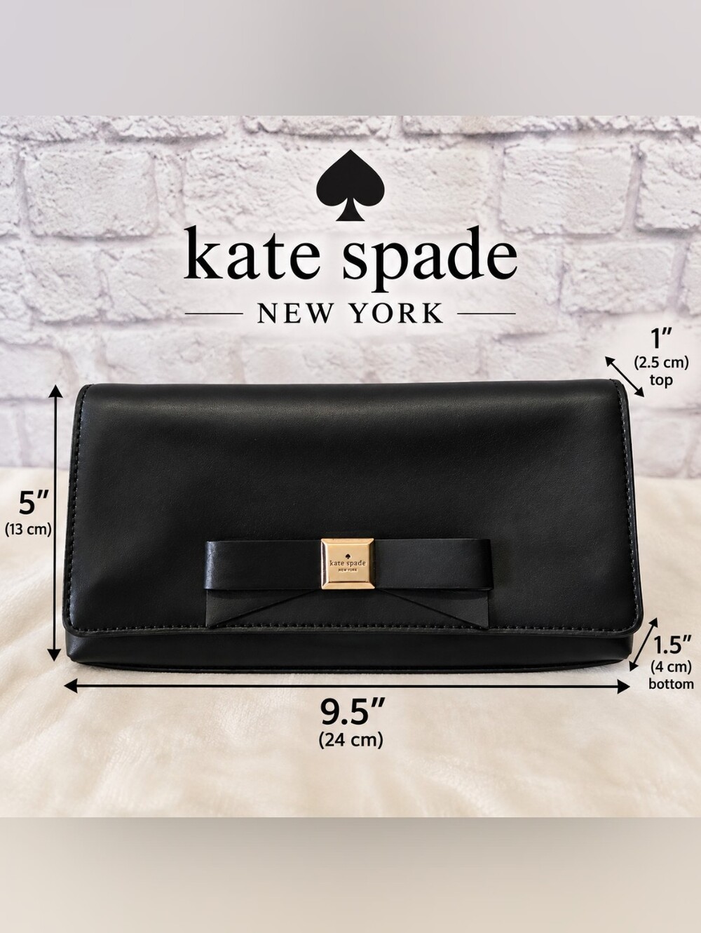 Kate Spade New York Black Bow Clutch / Wallet โ Like New